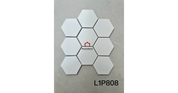 Gạch mosaic lục giác to màu trắng L1P808