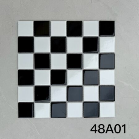 Gạch Mosaic Gốm Sứ Mix Trắng Đen 48A01